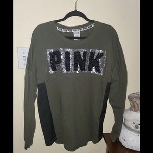 Victoria Secret Pink Size M Crew Neck Sequins Sweatshirt Bling